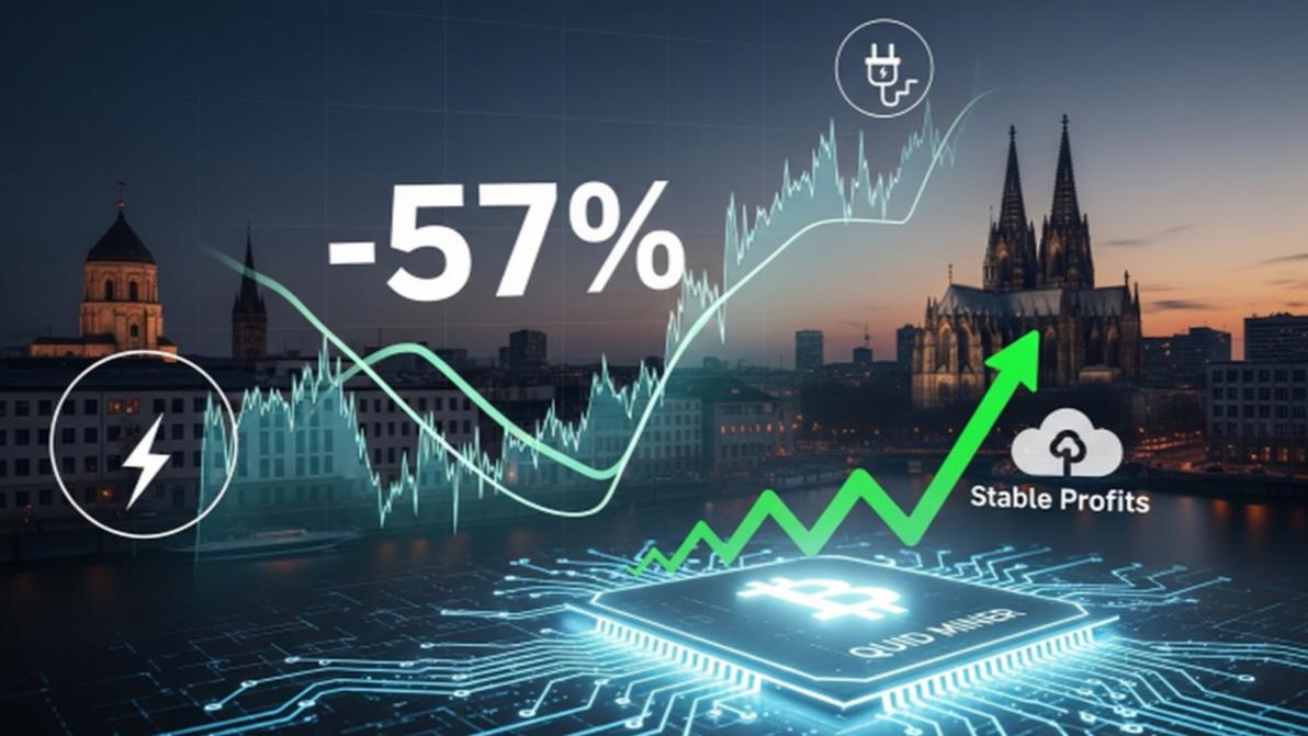 Deutsche Netzentgelte um 57 % gesenkt: Sinkende Energiekosten steigern Cloud-Mining-Gewinne von Quid Miner