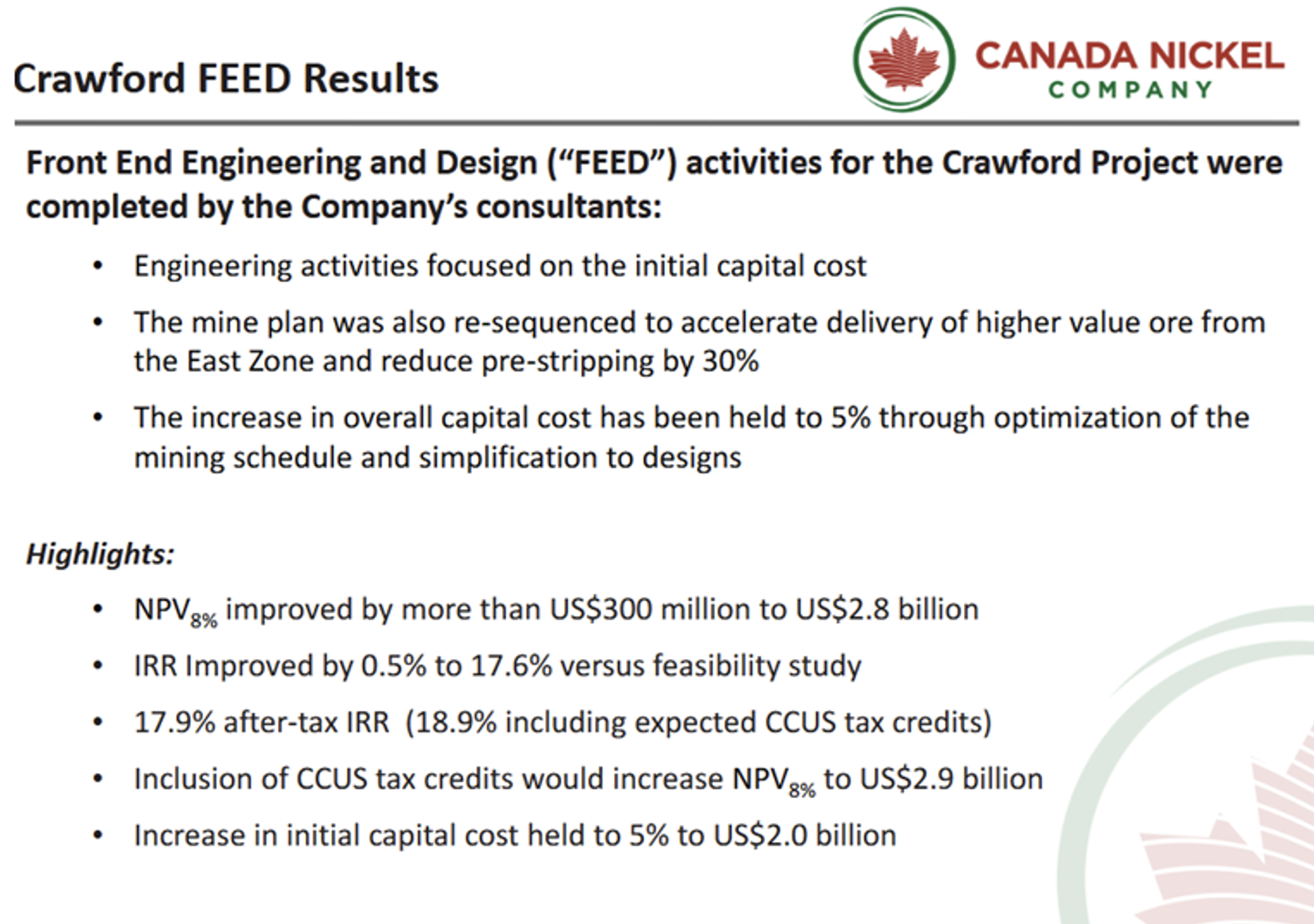 CNC-FEED Results