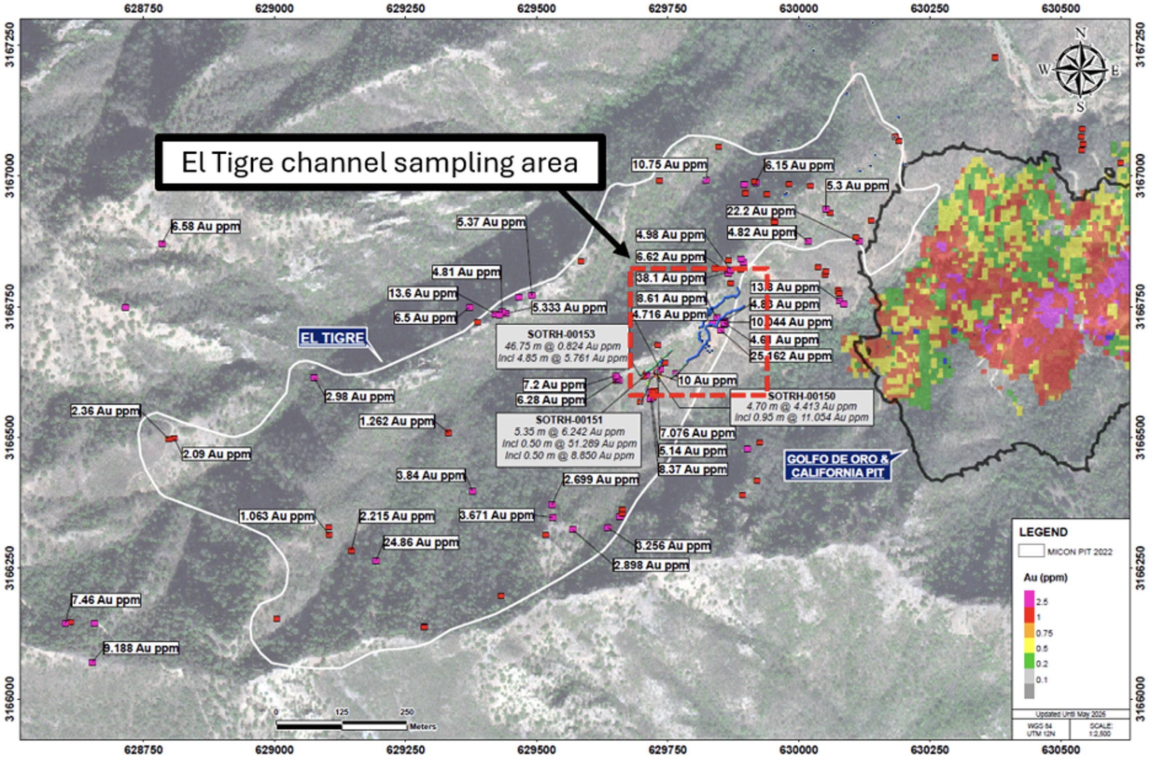El Tigre channel sampling area