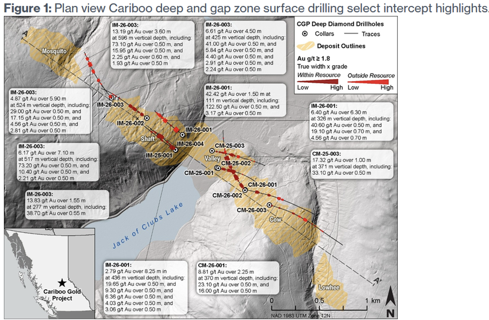 Plan view Cariboo deep and gap zone surface drilling