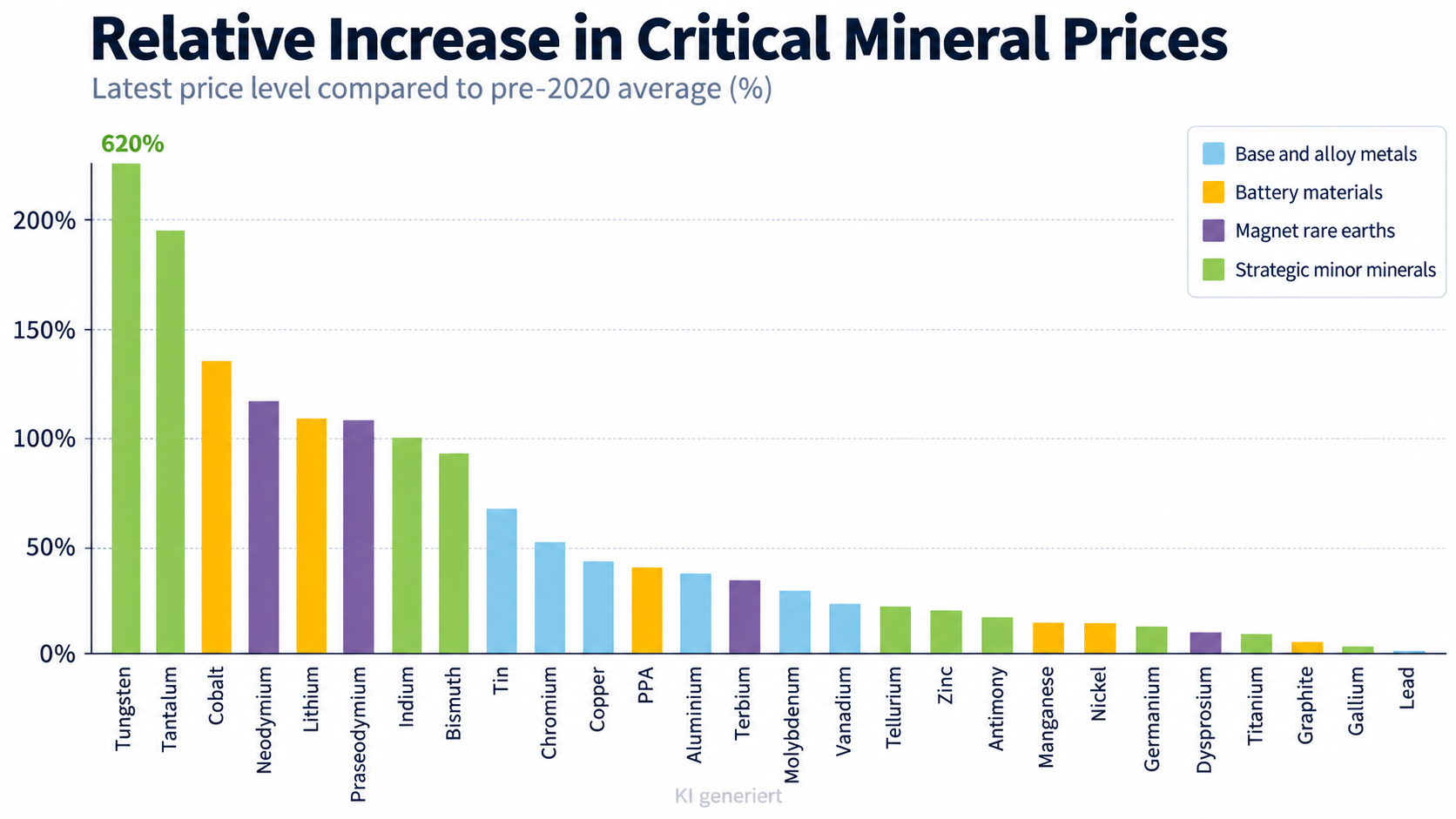Relative Preissteigerungen kritischer Mineralien