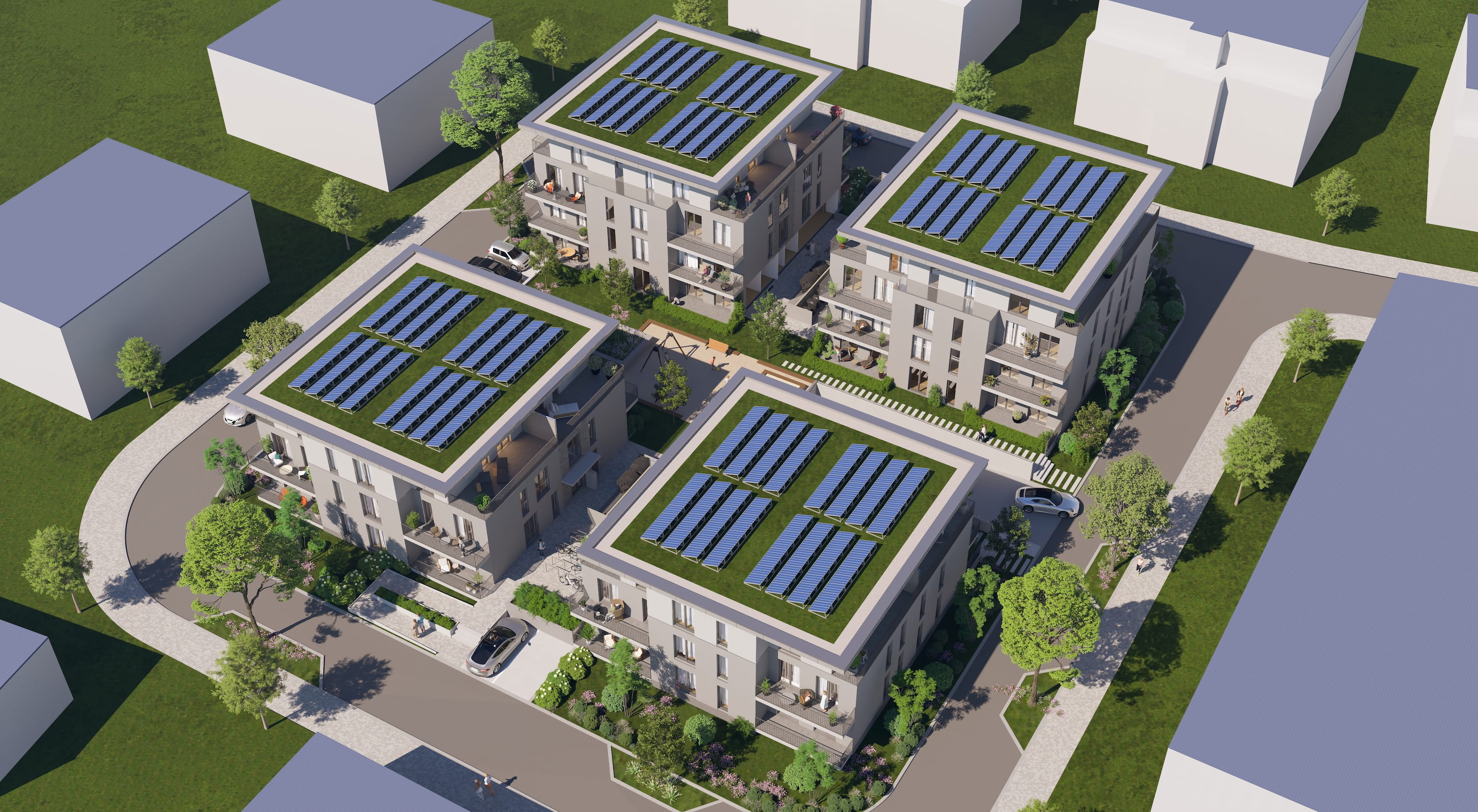 Luftaufnahme KfW 40 QNG Neubau in Soest
