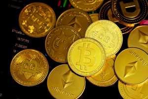 Verschiedene Kryptowährungen als Münze