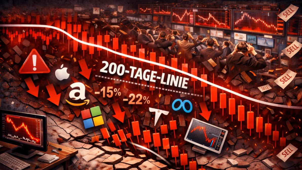 Verfall wird immer deutlicher - Charttechnik bei Techaktien grausam - 50 % der Aktien unter der 200-Tage-Linie!