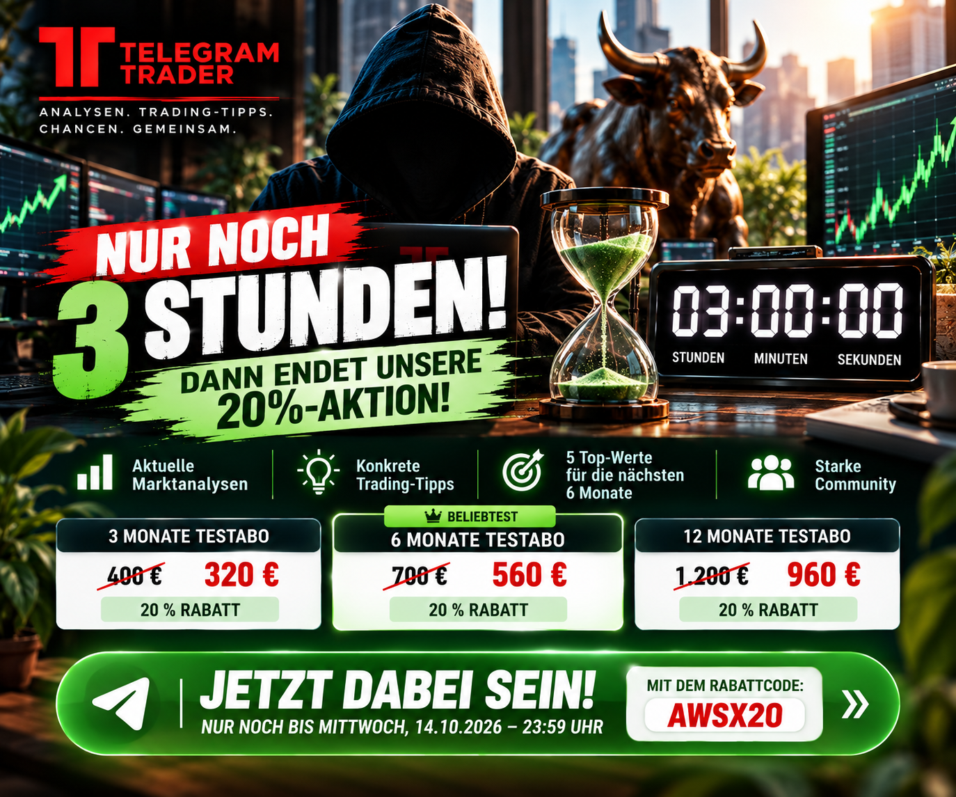 Drei Stunden bis zum Trading-Rabatt
