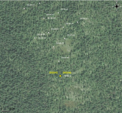 Lage der Bohrlöcher SN0045 und SN0046