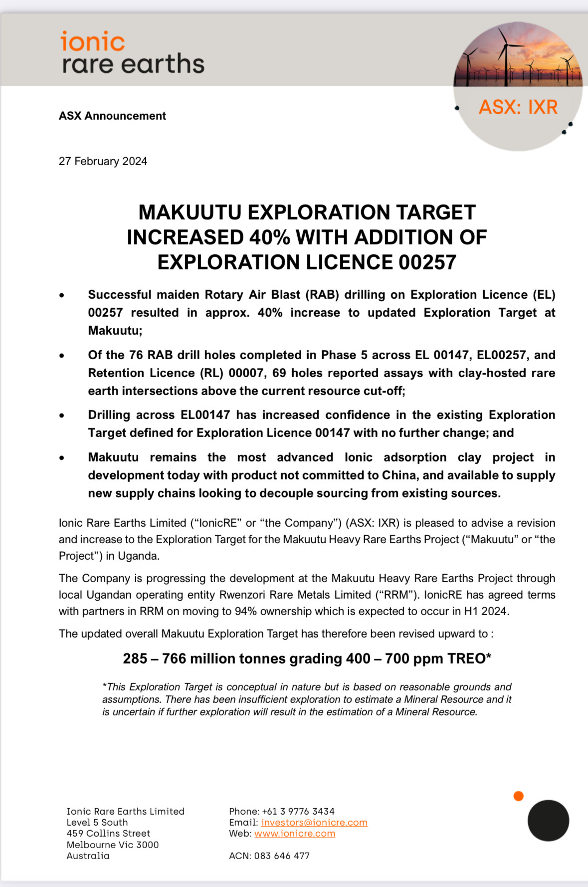 Ionic Rare Earths Asx Ixr Ree Und Scandium Makuutu Projekt In