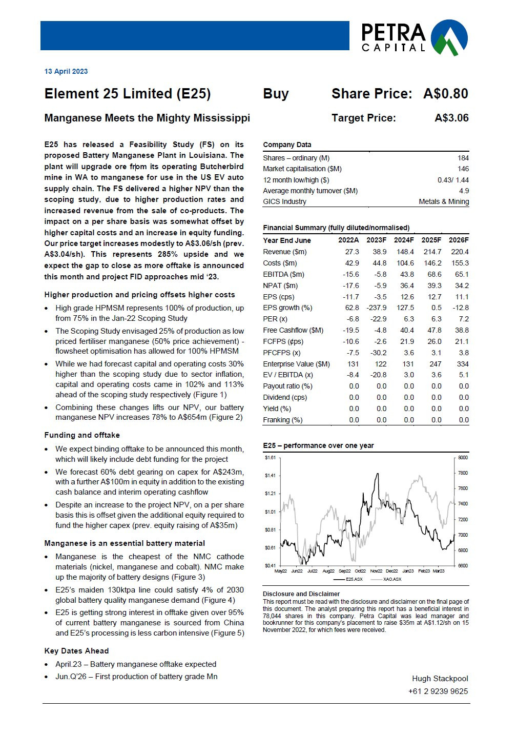 Element 25 Aktie (E25) Aktienkurs » AU0000012098 wallstreet online
