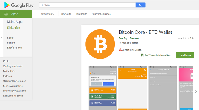 Anlegerschutz Betruger Bitcoin Wallet Im Google Play Store 05 07 2019!    - 